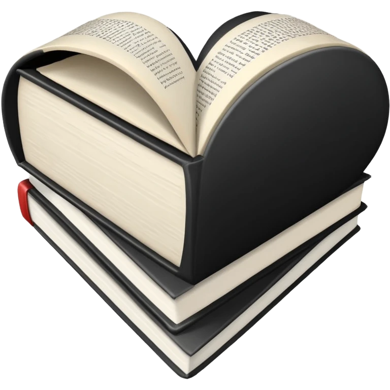  black and white heart + books emoji