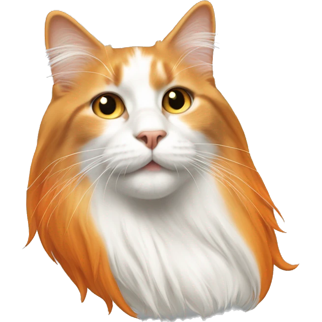 white and orange long haired cat emoji