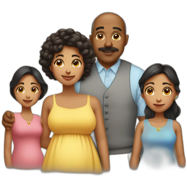 Latin niece with uncle and pregnant aunt emoji