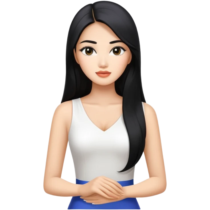 Miss Universe Southeast Asian woman with very long straight black hair wearing a beautiful white top emoji