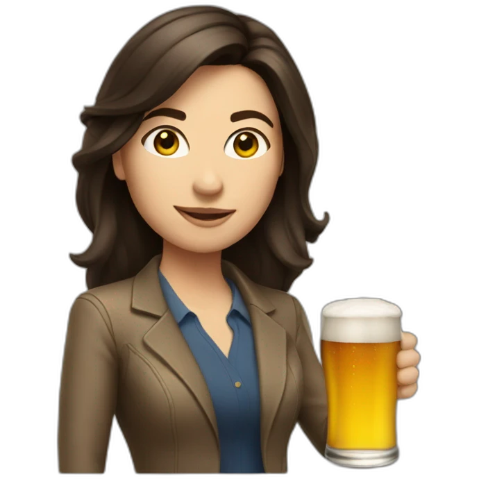 Brunette Journalist with a beer emoji