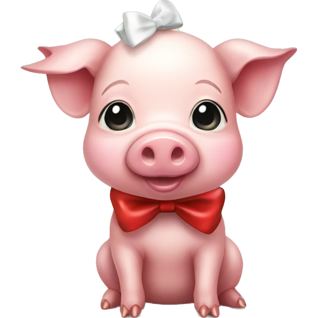cute baby pig with a christmas bow emoji