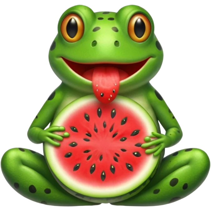 frog eating watermelon emoji