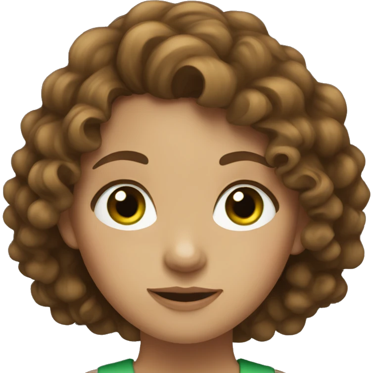 Girl with Brown Curly Hair and Green eyes  emoji