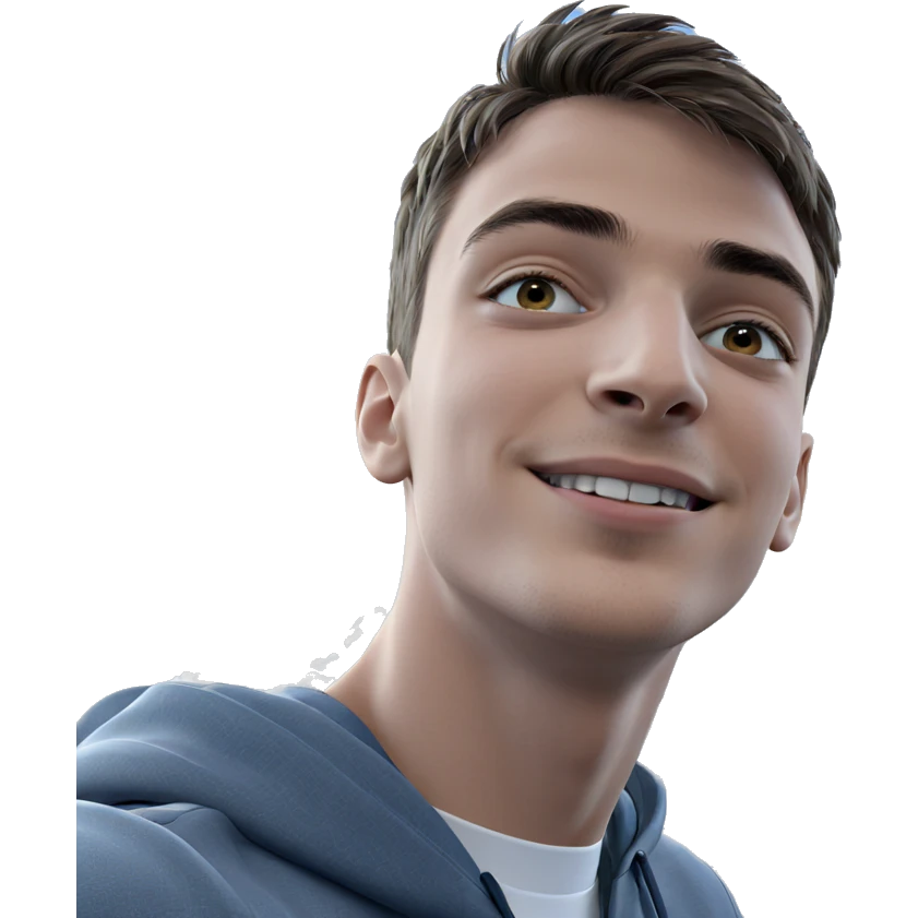 smiling boy under blue sky emoji