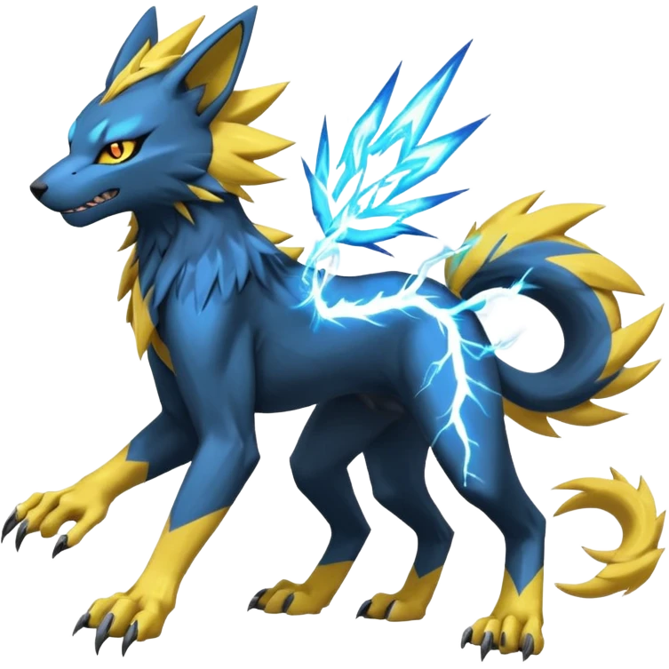 Zeraora-Luxray-Manectric-Renamon-Lombax-Weregarurumon-fusion-creature (full body emoji