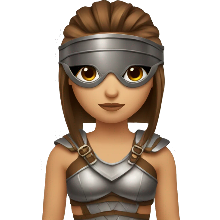 Girl gladiator head with long straight brown hair and sunglasses  emoji