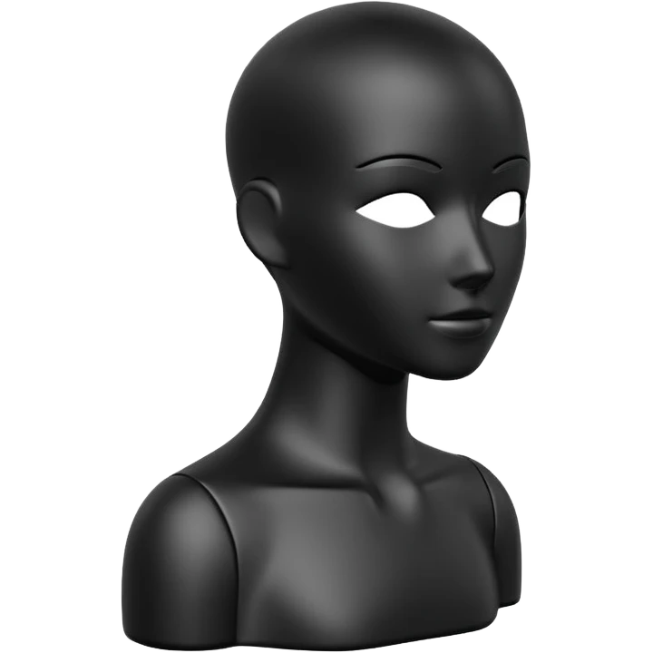 Minimalistic flat vector icon, iOS style, thin black contour on white background. Matte black mannequin in front of in 3D monochrome style. emoji