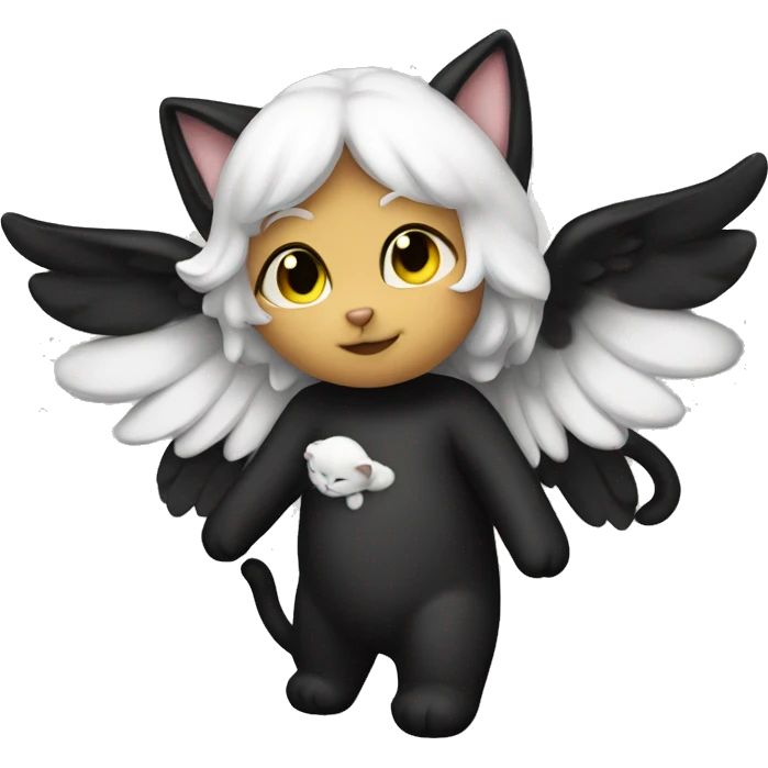 Angel black cat emoji