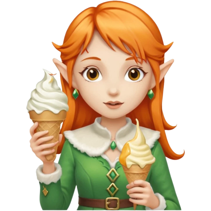 
a girl elf in orange hair with vanilla ice cream




 emoji