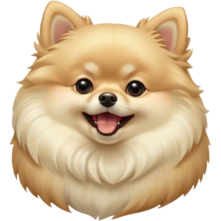 Cinematic Cute Yawning Cream Pomeranian Portrait Emoji, Head tilted slightly with a dramatic, wide-open yawn, showcasing a soft, fluffy cream Fur with gentle highlights, floppy ears slightly drooping, round dark eyes barely open in drowsy contentment, Simplified yet irresistibly adorable features, highly detailed, glowing with a soft, cozy glow, high shine, relaxed yet expressive, stylized with a touch of whimsy, bright and endearing, soft glowing outline, capturing the essence of a sleepy yet affectionate companion, so drowsy it feels like it could stretch right out of the screen and curl up for a nap! emoji