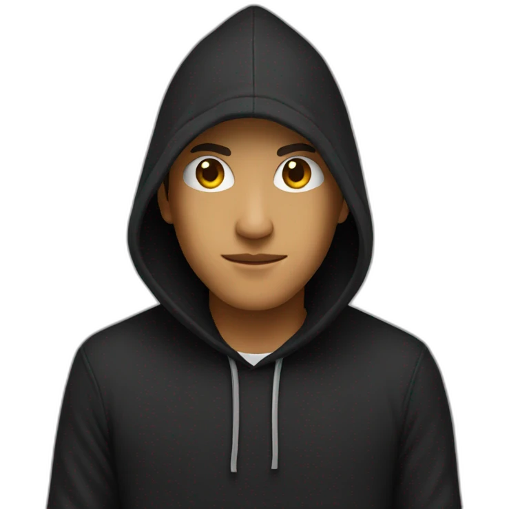 Hacker wearing black hoodie emoji