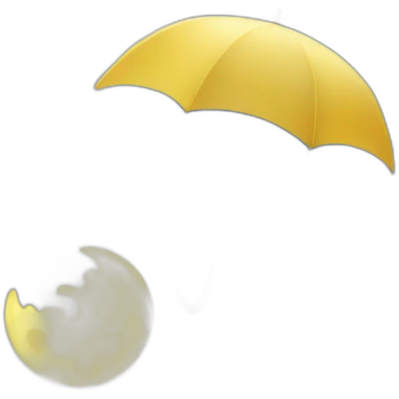 moon covered with umbrella and weather is raining emoji