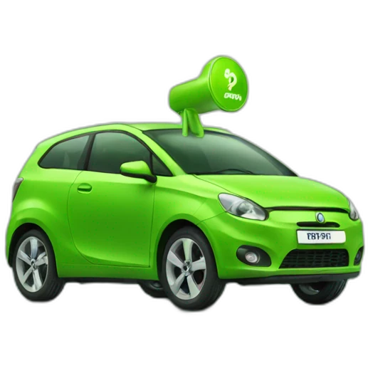 Green car with energy label emoji