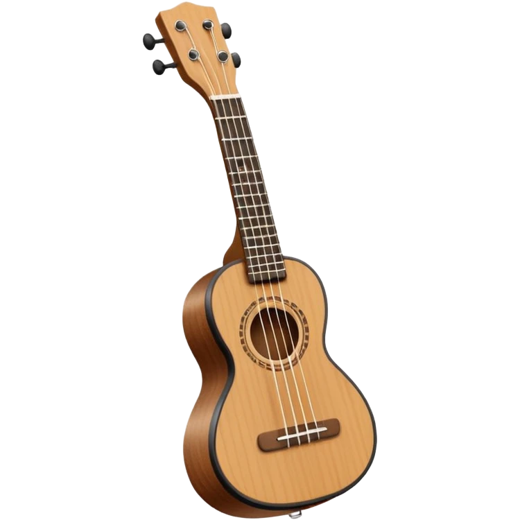 Minimalistic flat vector icon, iOS style, thin black contour on white background. Small ukulele guitar with four strings. Clean, no text, no shadows emoji