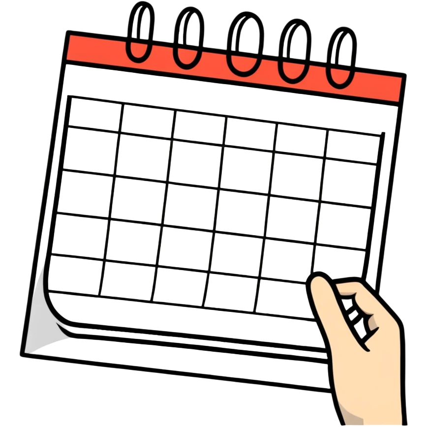 hand holding a calendar emoji