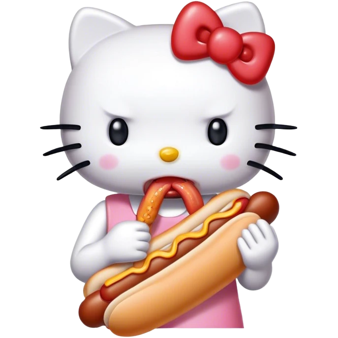Hello kitty eating a hot dog emoji