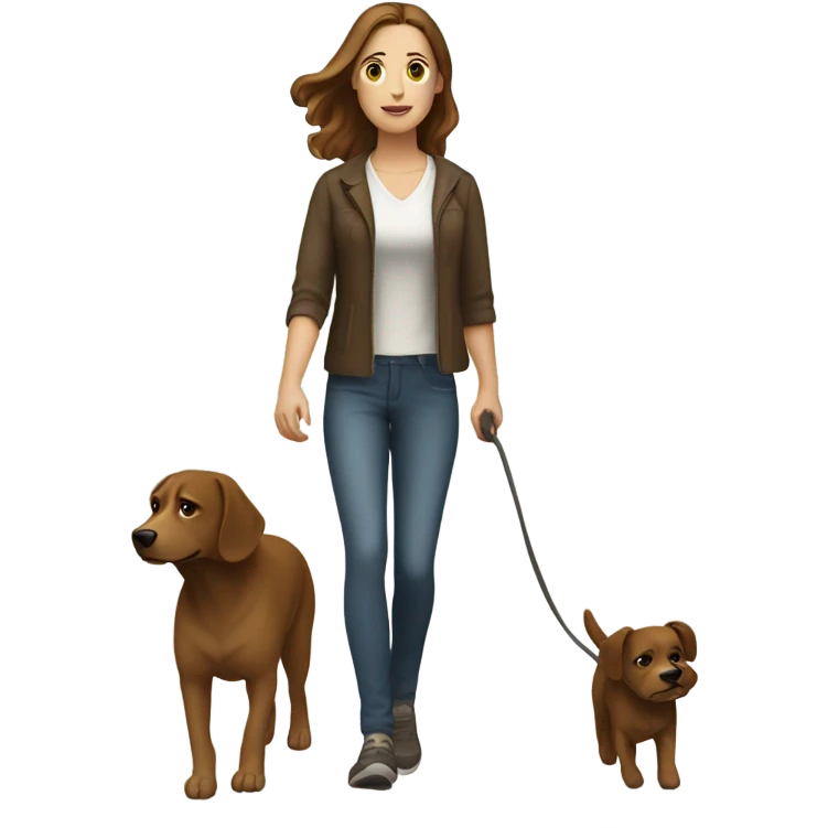 White woman with brown hair walking brown  emoji