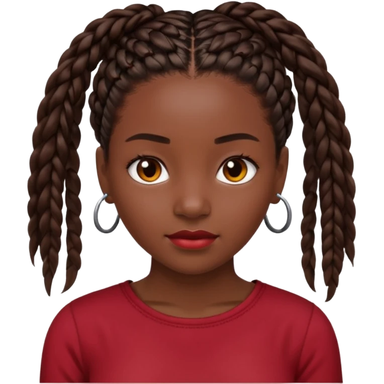 Black girl with box braids and a dark red top emoji