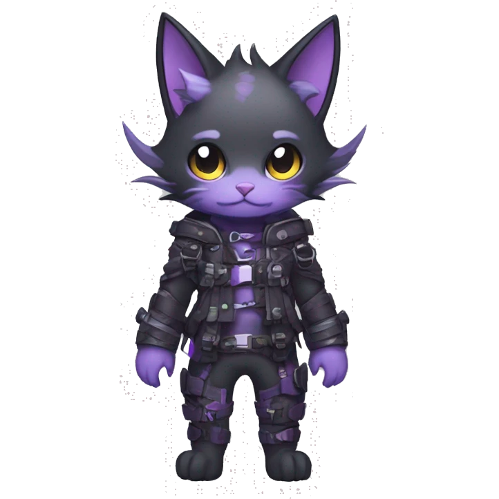 cool cute pretty black techwear grey Purple ethereal fantasy nargacuga-bat-cat-Fakemon spiked collar harness full body emoji