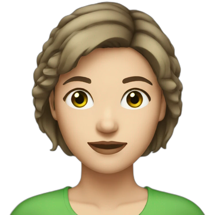 Light brunette woman with short hair and green eyes emoji