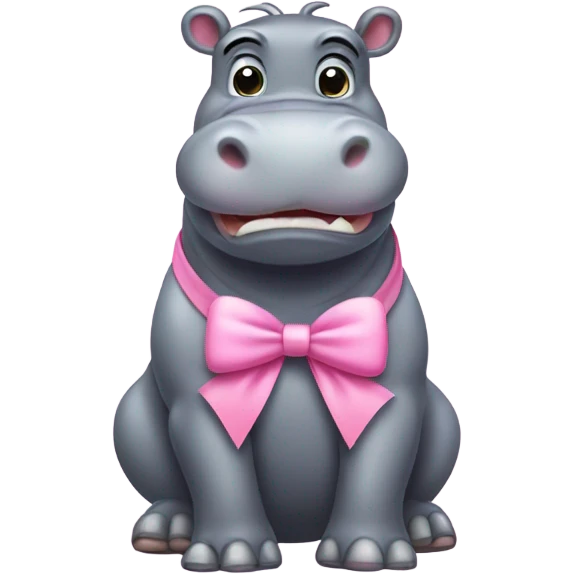 Hippopotamus with pink bow emoji