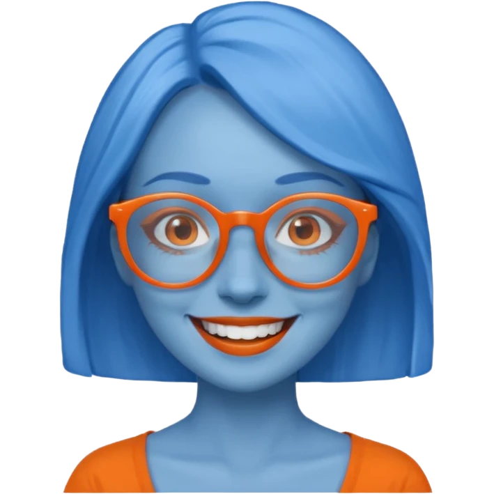 blue skinned orange glassed woman emoji