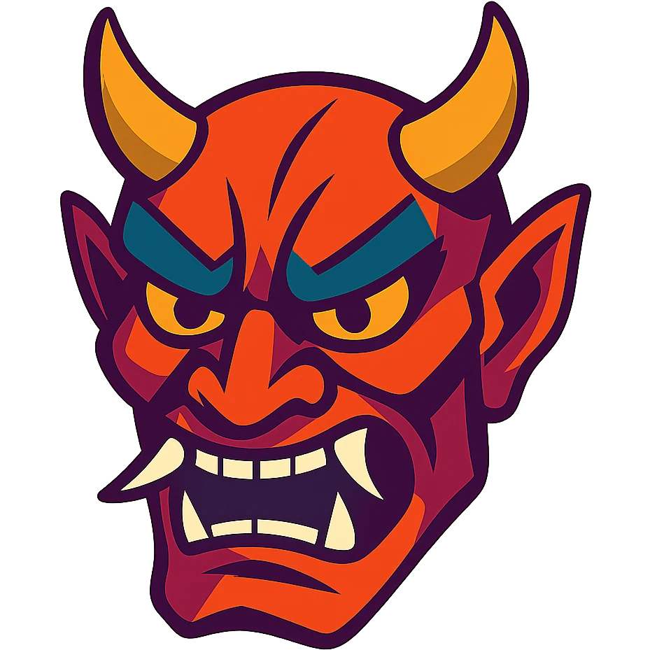 Demon Slayer mask, stylized, dramatic shadows emoji