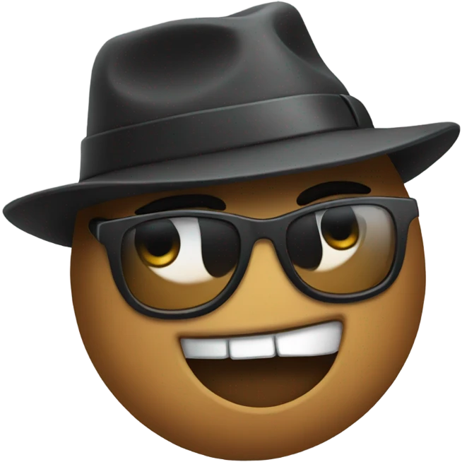 rock wearing a fedora emoji