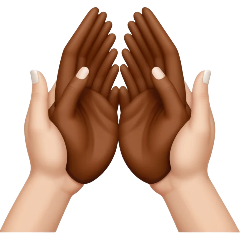 deux mains qui forment un coeur, une main blanche et une main marron emoji