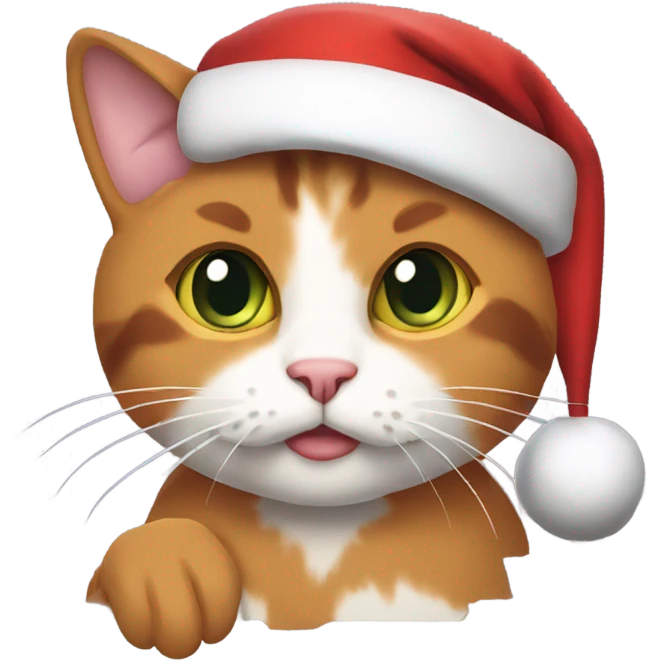 Calico cat wearing Santa hat emoji