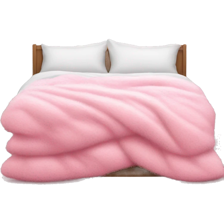 White bed with pink fluffy blanket and pink pillows  emoji