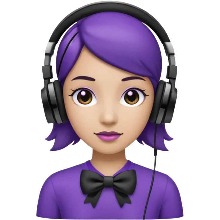 headphones with bow on the right side black and purple headphones looking like this 🎧 emoji