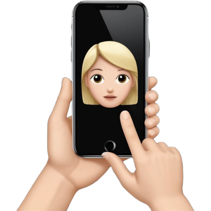 one hand showing iphone 17 pro with black screen, only hand and phone emoji