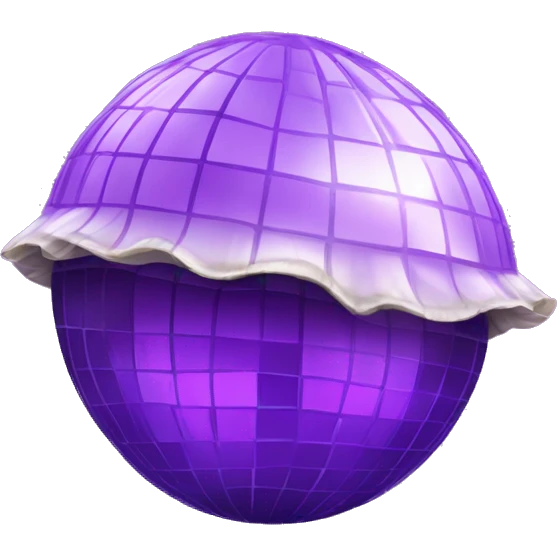 purple disco ball with clam shell emoji