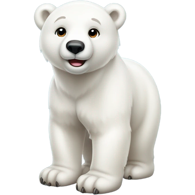 cute polar bear cub that is standing upright and wearing a scarf and sunglasses. emoji