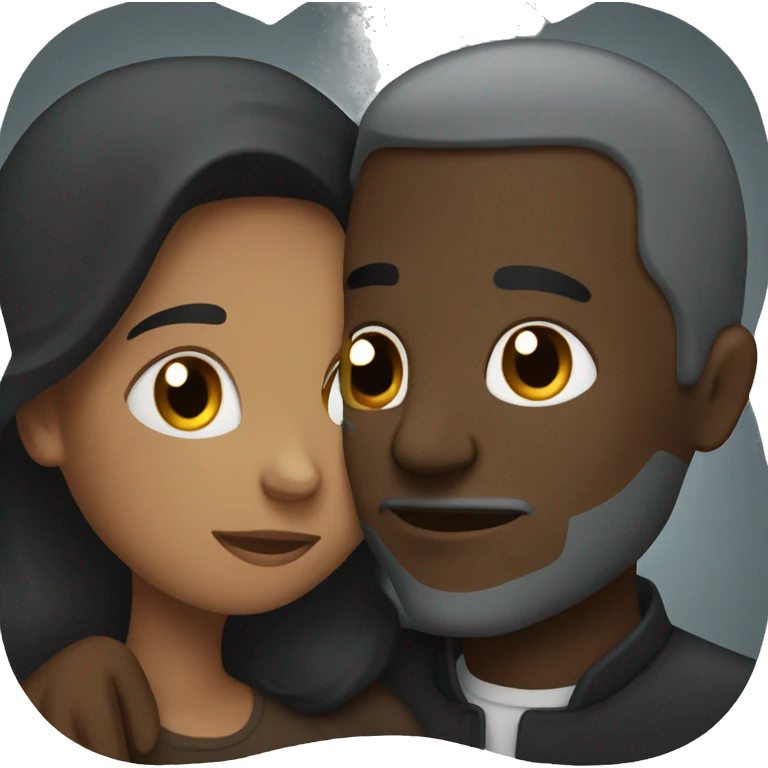 Dark man and brown woman Hugging emoji
