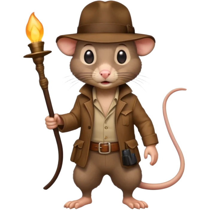 🐀 full body rat wearing Indiana jones hat emoji
