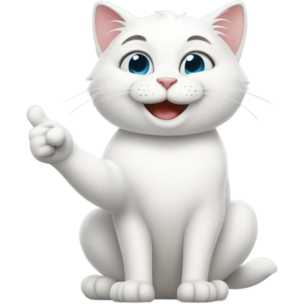 White cat giving a thumbs up emoji