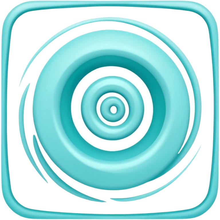 a Tiny compressed Stylized light-turquoise whirlwind swirl Anemo symbol inside a pastel white square icon, light turquoise borders emoji