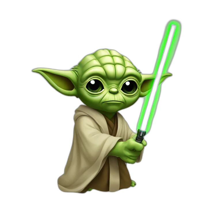 Yoda che spara una una spada laser emoji