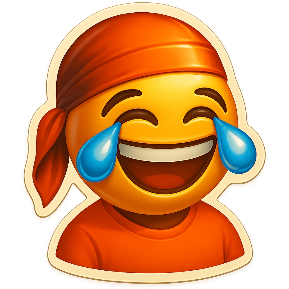lol face laughing crying
orange shirt
make him smile
Change His durag To orange emoji