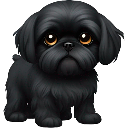 All black Black shih tzu on back emoji