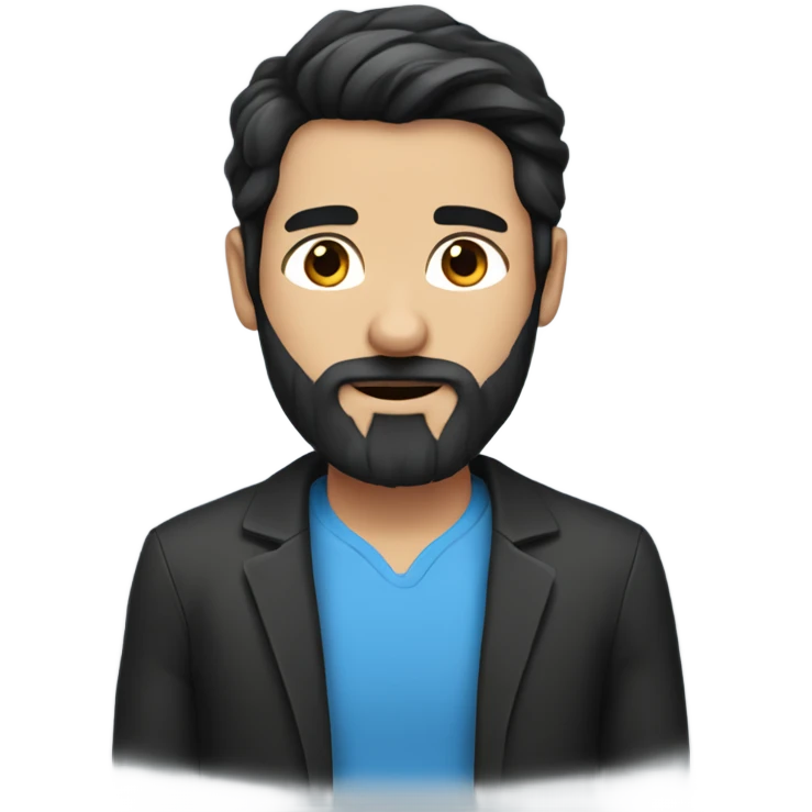 Beard man black hair blue eyes holding black Labrador  emoji