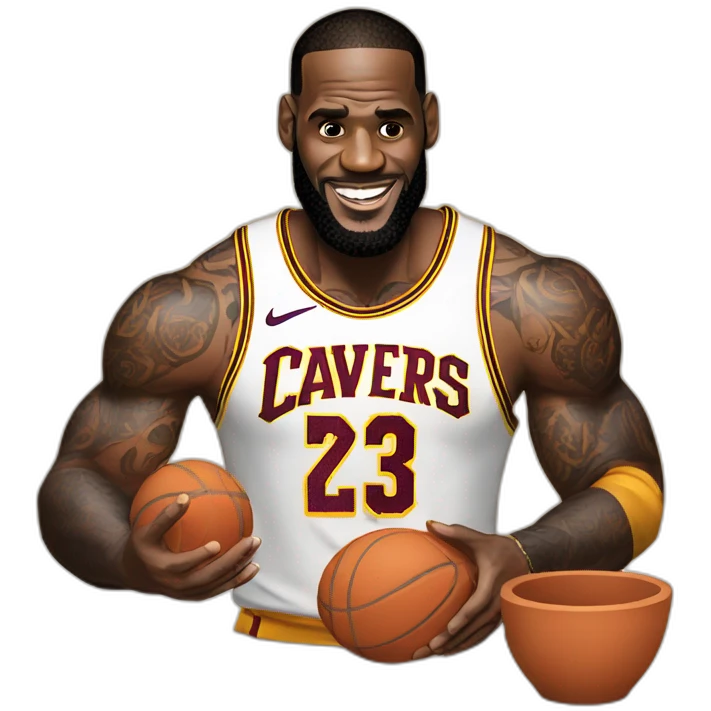 Lebron james holding making pottery  emoji