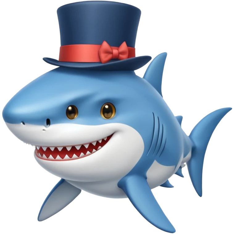 cute shark in a top hat emoji