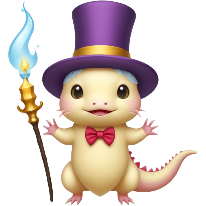 light yellow axolotl with magician hat emoji