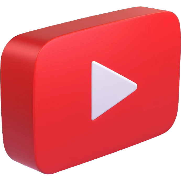 YouTube logo, 3D style, shiny, red and white, no text emoji