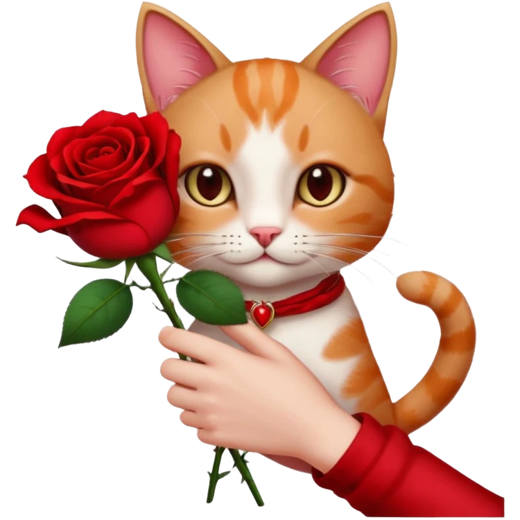 Flower 🌹in hand whiteout face in hand cat whitout  face person and Cat just hand emoji