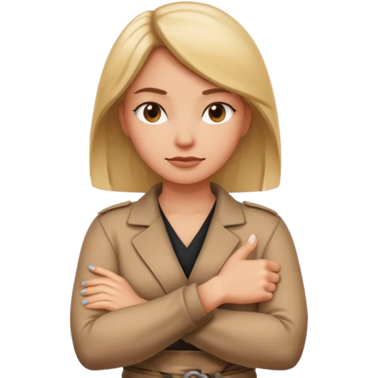 Locked in  emoji Hand gesture woman with arms crossed - locked in emoji